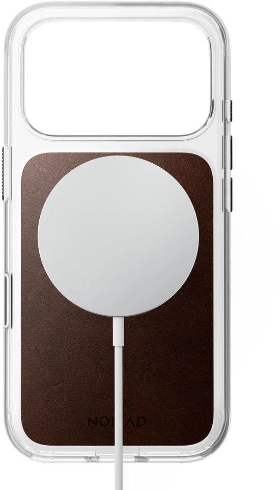 Nomad Skaidrus odinis dėklas, rustinė ruda (Horween) - iPhone 18 Pro/17 Pro