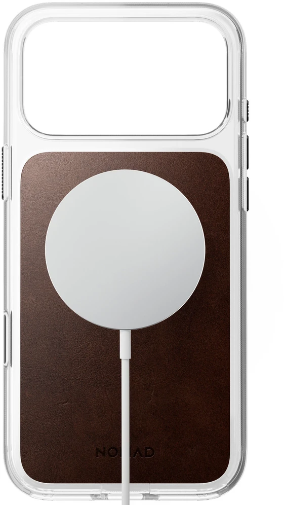 Nomad skaidrus odinis dėklas, sendinto rudumo (Horween) - iPhone 18 Pro Max/17 Pro Max
