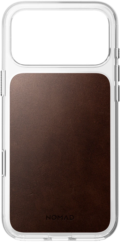 Nomad skaidrus odinis dėklas, sendinto rudumo (Horween) - iPhone 18 Pro Max/17 Pro Max