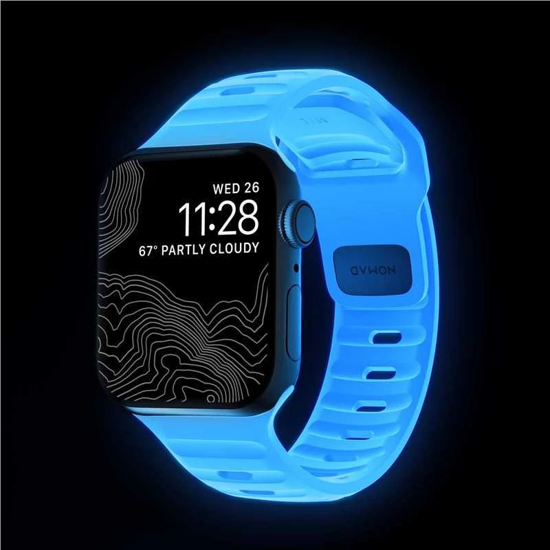 Apyrankė Nomad Sport Strap, Ice Mėlyna Glow - Apple Watch 42mm/41mm/40mm/38mm