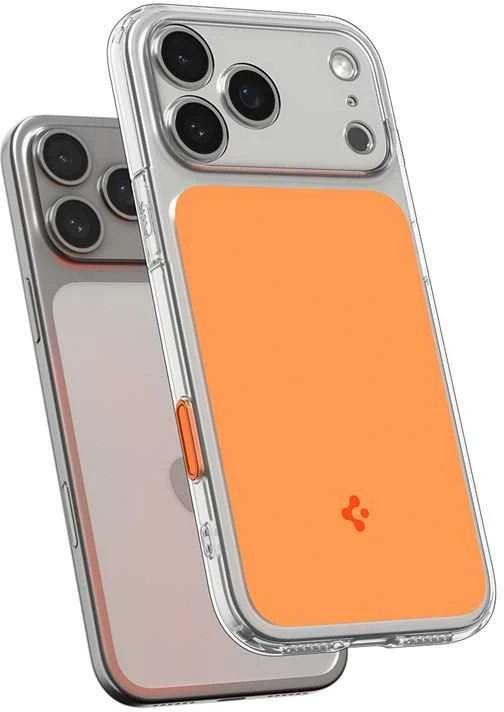 „Spigen Thin Fit MagSafe“ dėklas, skirtas „iPhone 17 Pro“ – permatomas oranžinis