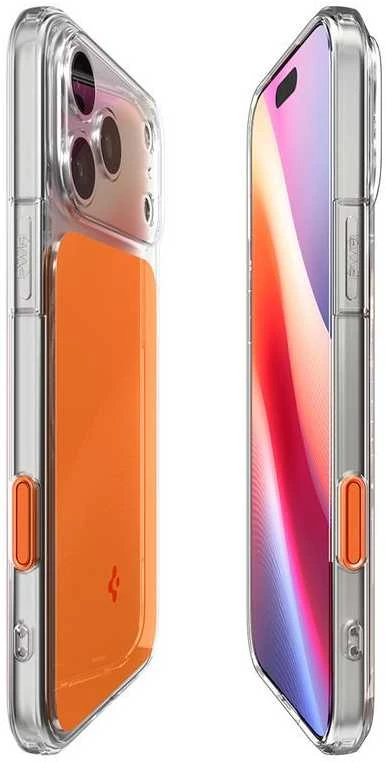 „Spigen Thin Fit MagSafe“ dėklas, skirtas „iPhone 17 Pro“ – permatomas oranžinis
