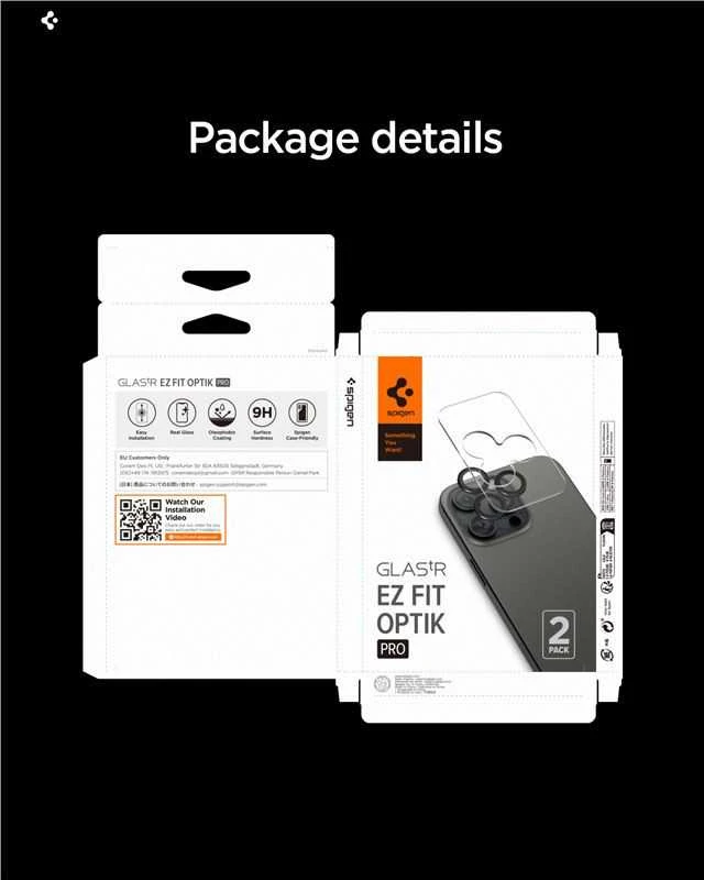 Kamerų apsauga Spigen Glass tR EZ Fit Optik Pro 2 Pack, oranžinis - iPhone 17/16/15/14 Pro / 17/16/15/14 Pro Max