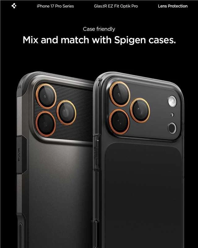Kamerų apsauga Spigen Glass tR EZ Fit Optik Pro 2 Pack, oranžinis - iPhone 17/16/15/14 Pro / 17/16/15/14 Pro Max