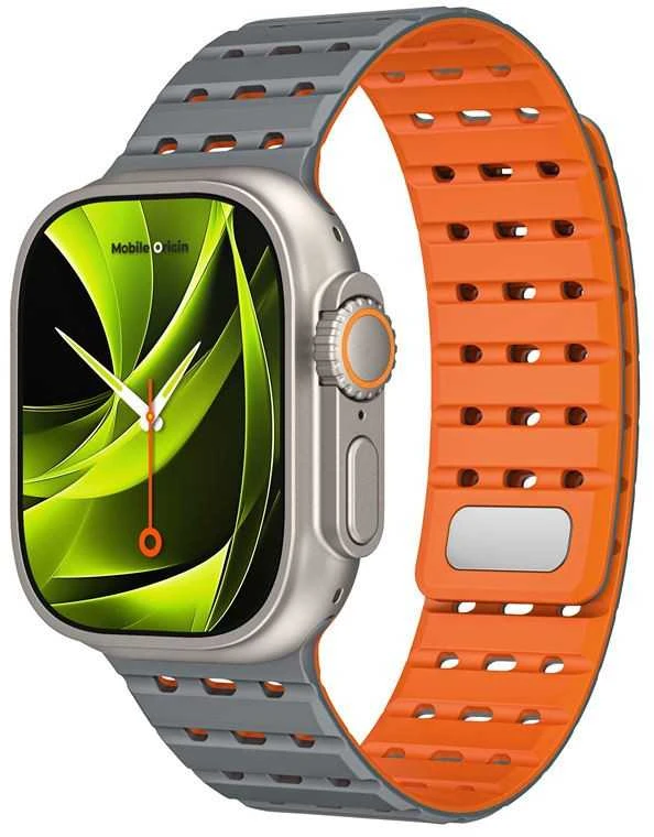 Mobile Origin magnetinis dirželis, pilkas/oranžinis - AW Ultra 2/1 (49 mm) 9/8/7 (45 mm)/6/SE/5/4 (44 mm)/3/2/1 (42 mm)