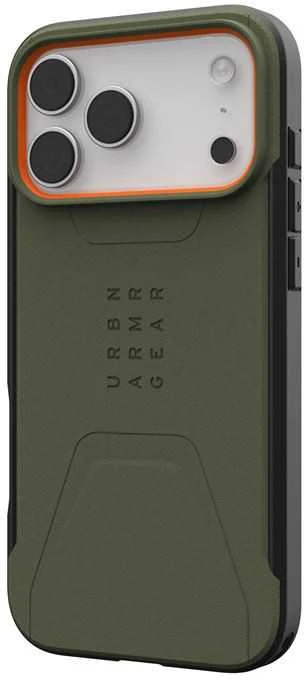 Dėklas Urban Armor Gear UAG Civilian Magsafe akiniai, alyvuogių/oranžiniai - iPhone 17 Pro Max