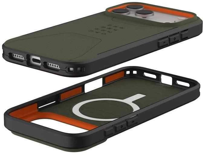 Dėklas Urban Armor Gear UAG Civilian Magsafe akiniai, alyvuogių/oranžiniai - iPhone 17 Pro Max