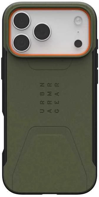 Dėklas Urban Armor Gear UAG Civilian Magsafe akiniai, alyvuogių/oranžiniai - iPhone 17 Pro Max