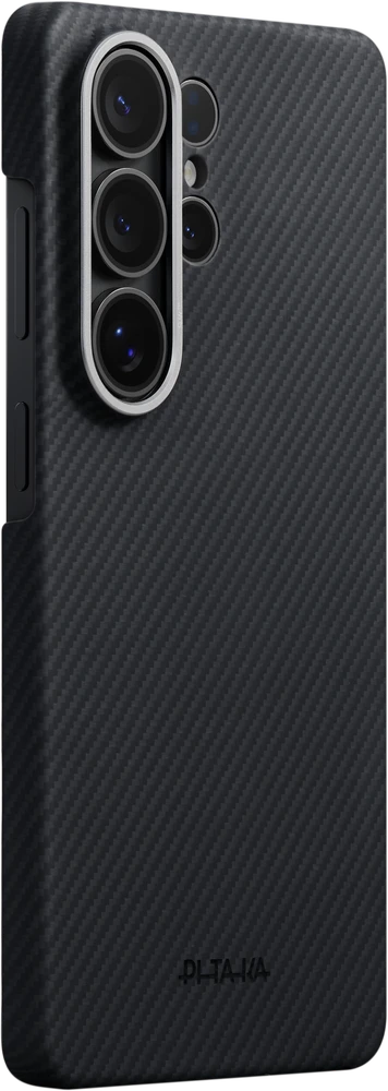 Dėklas Pitaka Edge Case, juodas/pilkas tvilas (Aaron Button) - Samsung Galaxy S26 Ultra
