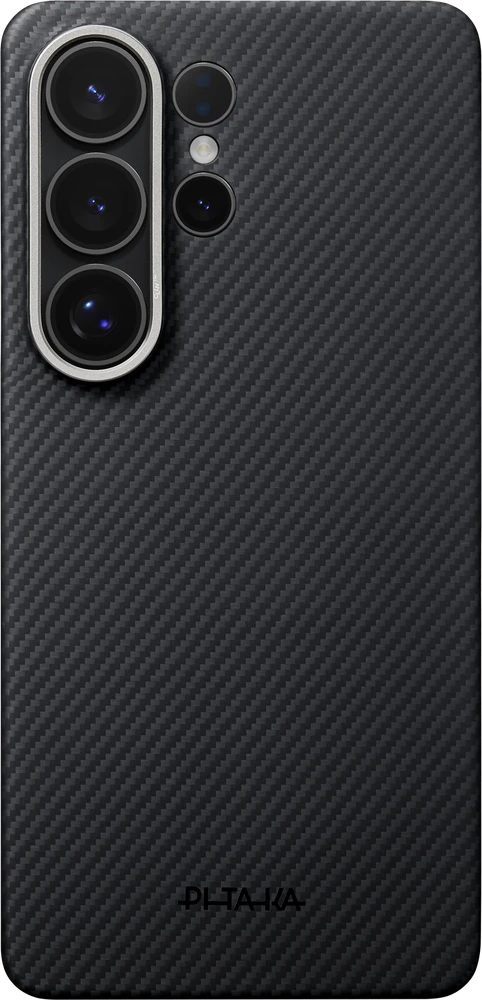 Dėklas Pitaka Edge Case, juodas/pilkas tvilas (Aaron Button) - Samsung Galaxy S26 Ultra