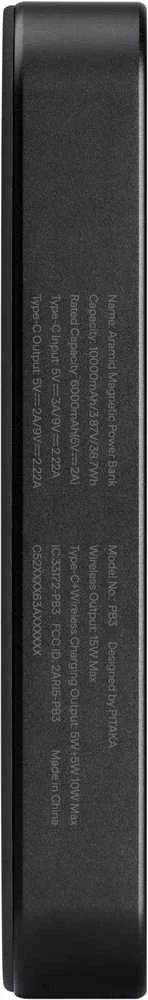 Pitaka išorinis akumuliatorius Qi2, 10 000 mAh, juoda/pilka