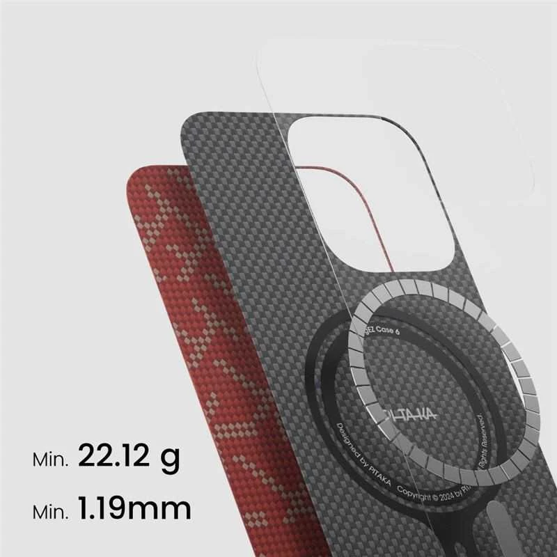 Pitaka lytėjimo austas dėklas, PTK Raudona/auksinis – iPhone 16 Pro