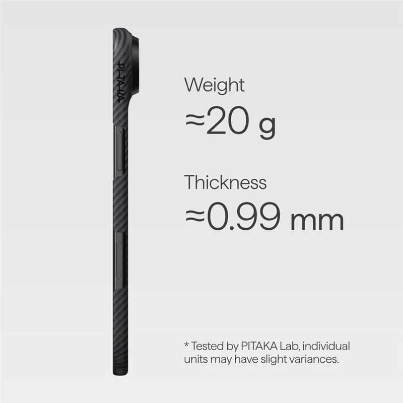 Dėklas Pitaka Ultra-Slim Case, Juodas/Pilkas - iPhone 17