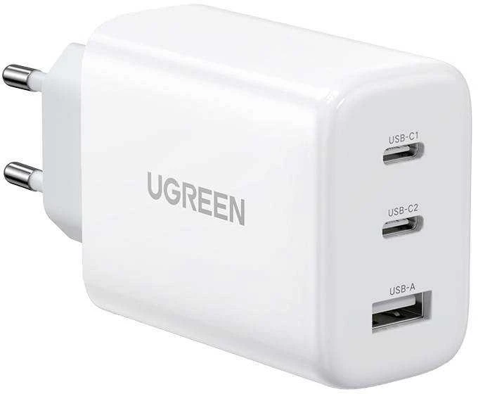 Sieninis įkroviklis UGREEN CD275, 2x USB-C, 1x USB, 65W (balta)