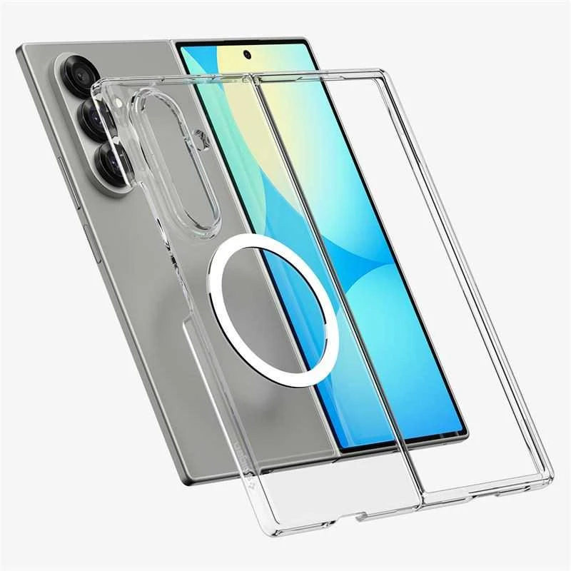 Dėklas Spigen AirSkin Mag MagSafe Samsung Galaxy Z Fold 7 Crystal baltos spalvos ir skaidrus