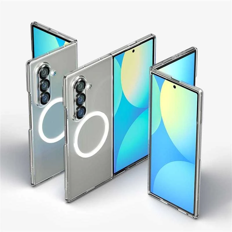 Dėklas Spigen AirSkin Mag MagSafe Samsung Galaxy Z Fold 7 Crystal baltos spalvos ir skaidrus