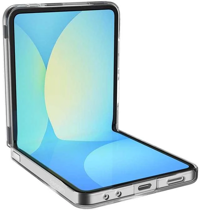 Dėklas Spigen AirSkin Mag MagSafe Samsung Galaxy Z Flip 7 Crystal skaidrus ir baltos spalvos