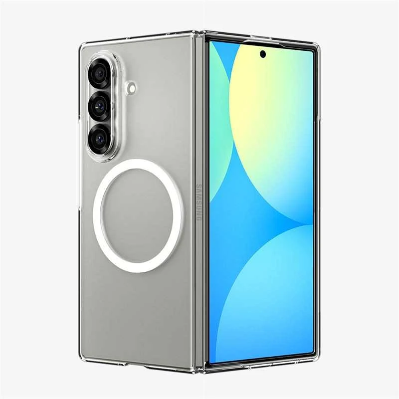 Dėklas Spigen AirSkin Mag MagSafe Samsung Galaxy Z Fold 7 Crystal baltos spalvos ir skaidrus