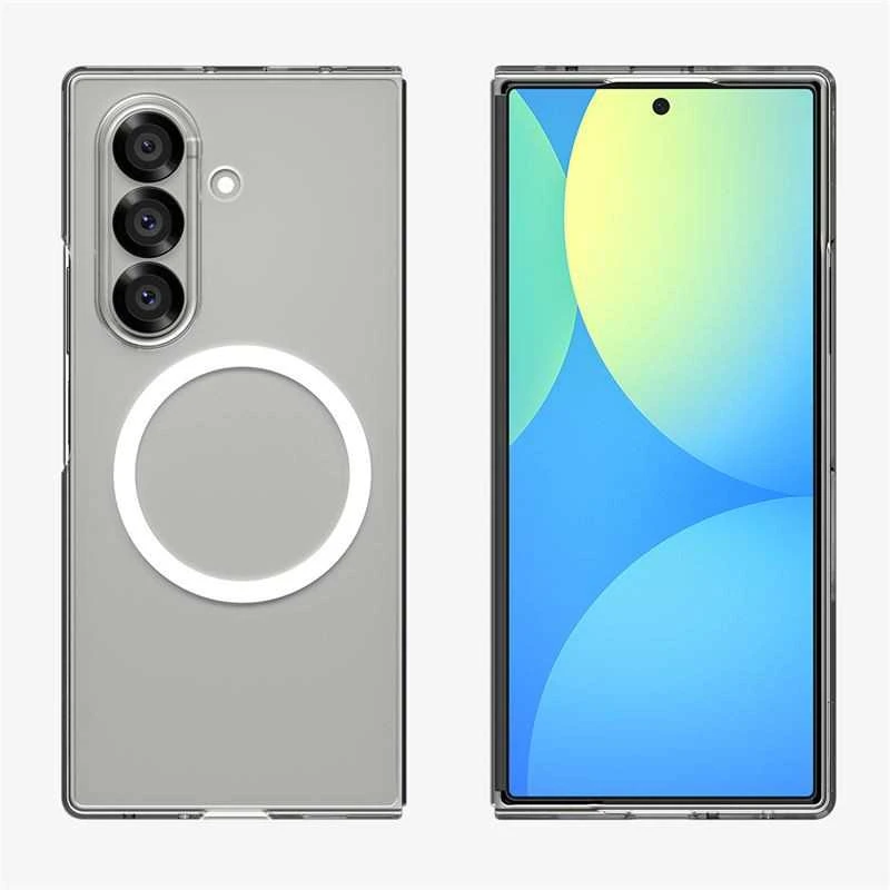 Dėklas Spigen AirSkin Mag MagSafe Samsung Galaxy Z Fold 7 Crystal baltos spalvos ir skaidrus