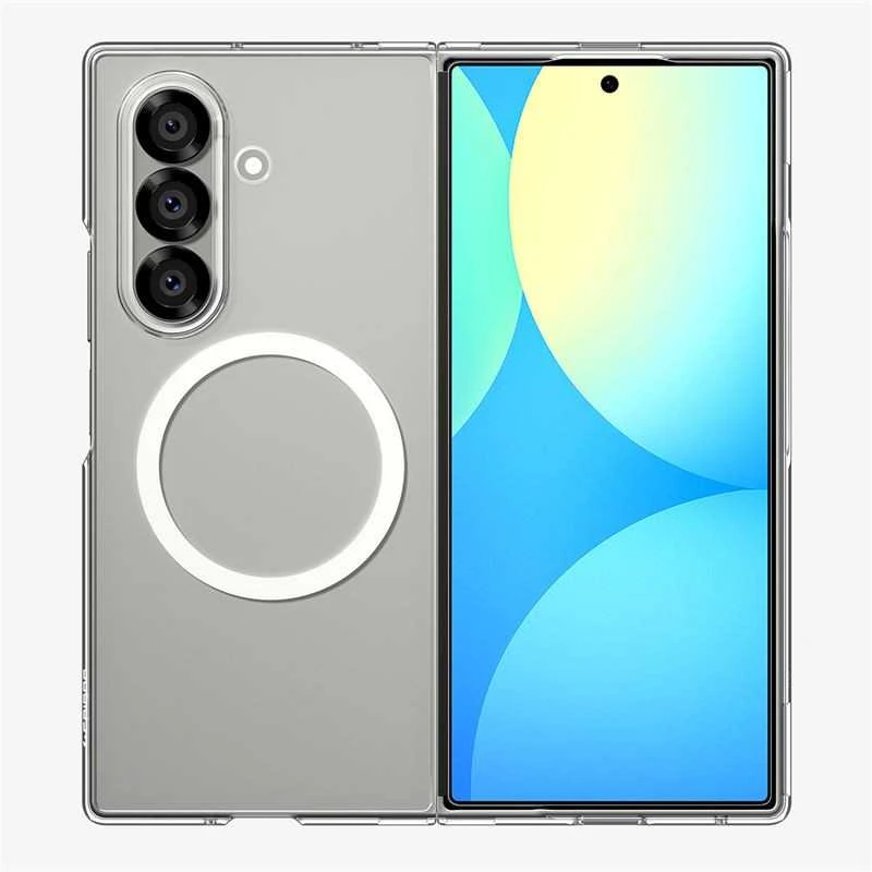 Dėklas Spigen AirSkin Mag MagSafe Samsung Galaxy Z Fold 7 Crystal baltos spalvos ir skaidrus