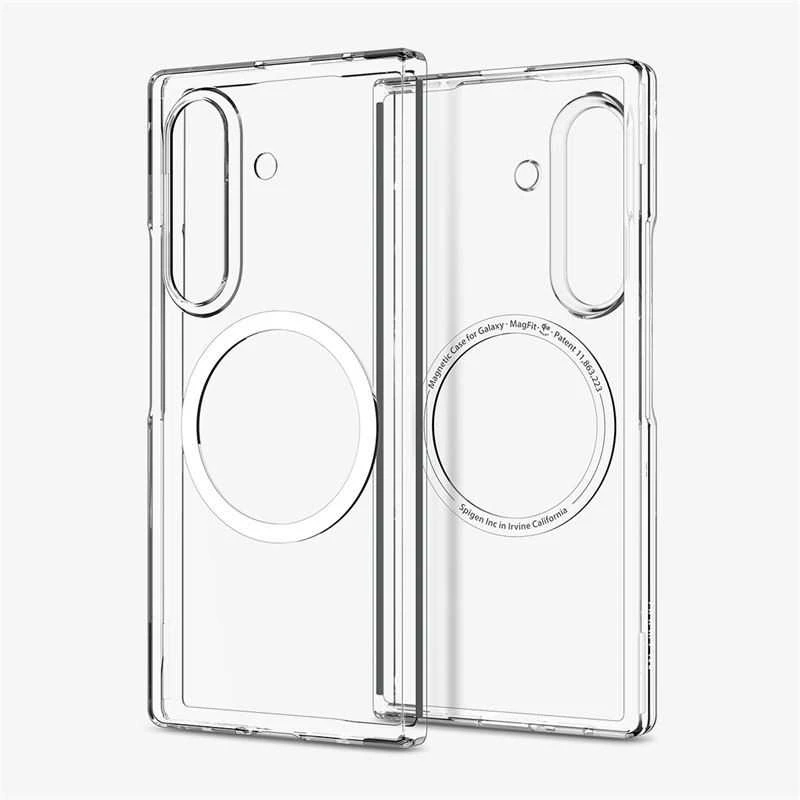 Dėklas Spigen AirSkin Mag MagSafe Samsung Galaxy Z Fold 7 Crystal baltos spalvos ir skaidrus