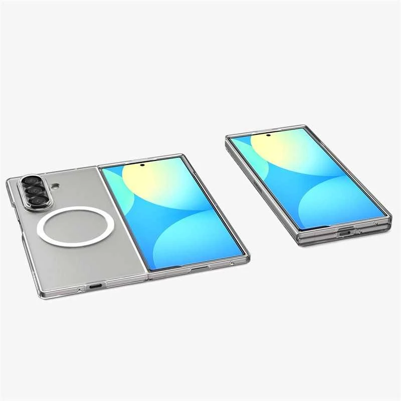 Dėklas Spigen AirSkin Mag MagSafe Samsung Galaxy Z Fold 7 Crystal baltos spalvos ir skaidrus