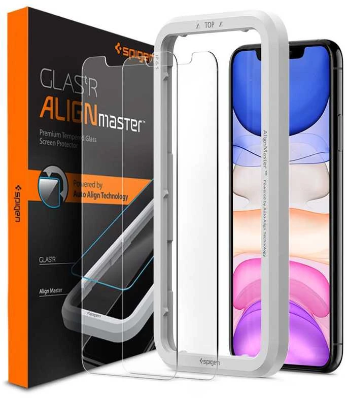 Spigen grūdintas stiklas Alm Glas.TR Slim 2 vnt., skirtas iPhone 11