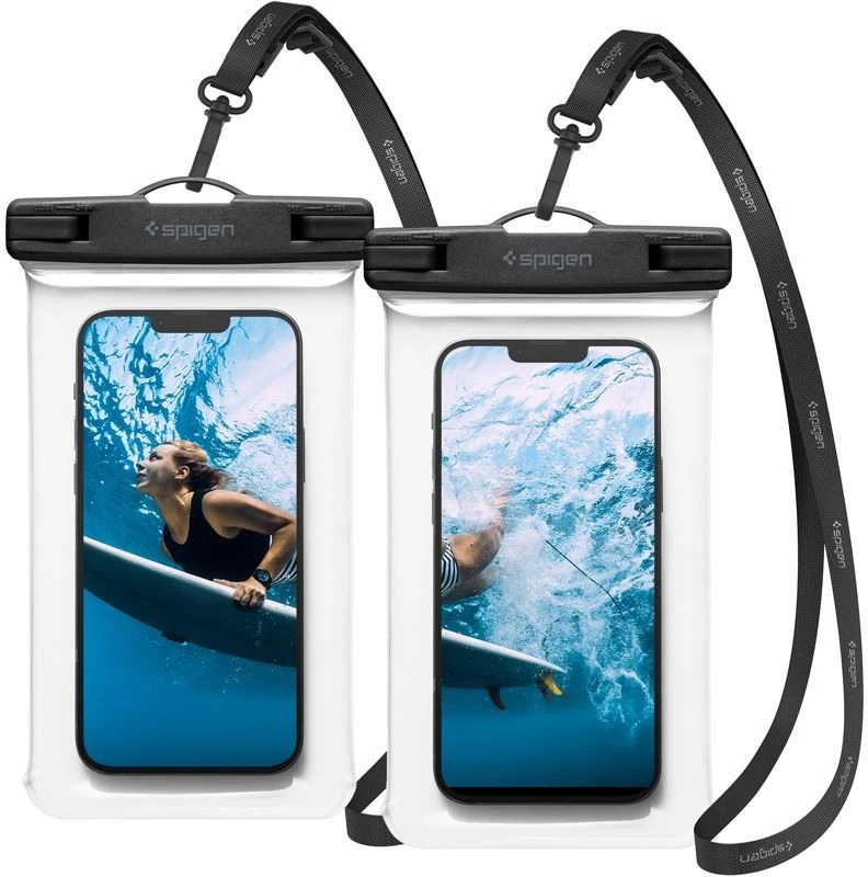 SPIGEN A601 UNIVERSALUS VANDENIUI ATSPIRUS DĖKLAS 2 PAKUOTĖS CRYSTAL CLEAR