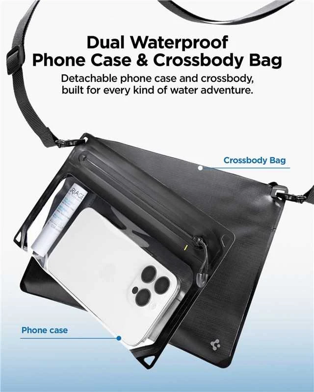 „Spigen Aqua Shield WaterProof Case A640“ (dvigubas, su „Crossbag“) 1 vnt., juodas