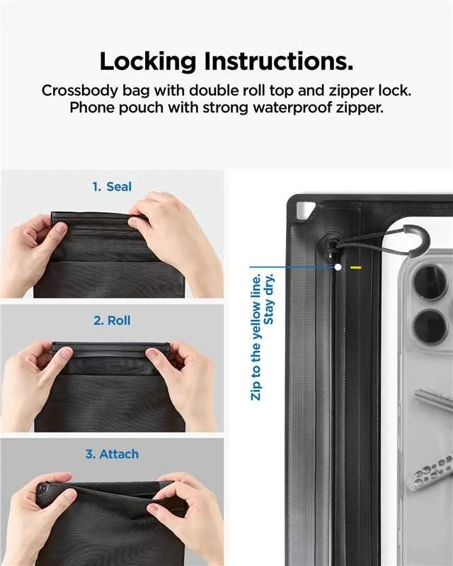 „Spigen Aqua Shield WaterProof Case A640“ (dvigubas, su „Crossbag“) 1 vnt., juodas