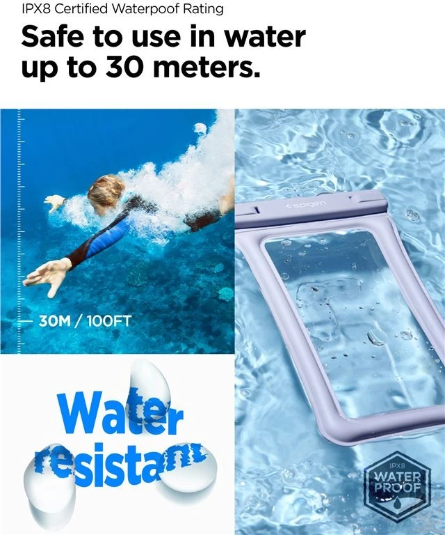 Spigen Aqua Shield vandeniui atsparus plūduriuojantis dėklas A610, 2 vnt., aqua mėlyna