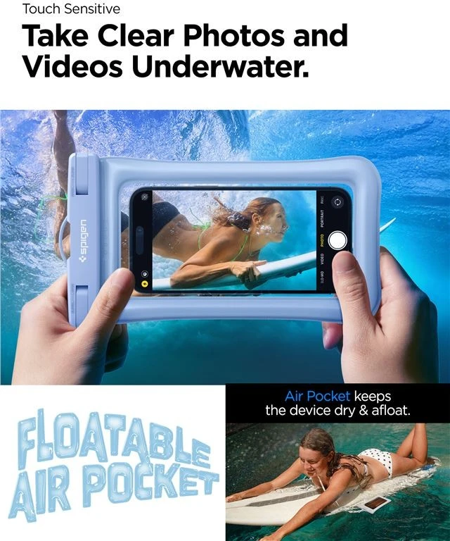 Spigen Aqua Shield vandeniui atsparus plūduriuojantis dėklas A610, 2 vnt., aqua mėlyna