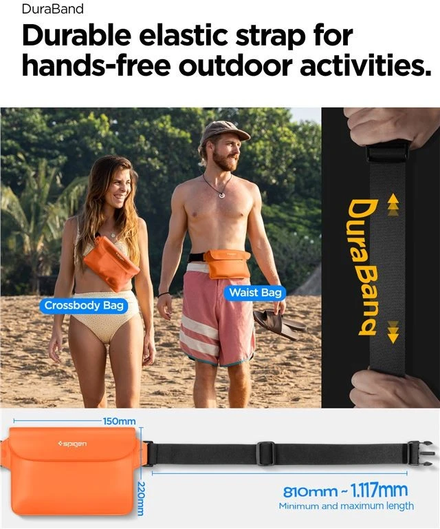 Spigen Aqua Shield atsparus vandeniui juosmens krepšys A620, 2 vnt., saulėlydžio oranžinė