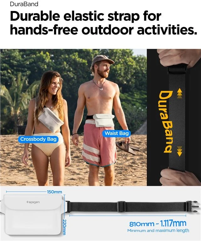 Spigen Aqua Shield vandeniui atspari juosmens rankinė A620, 2 vnt., sniego baltos spalvos