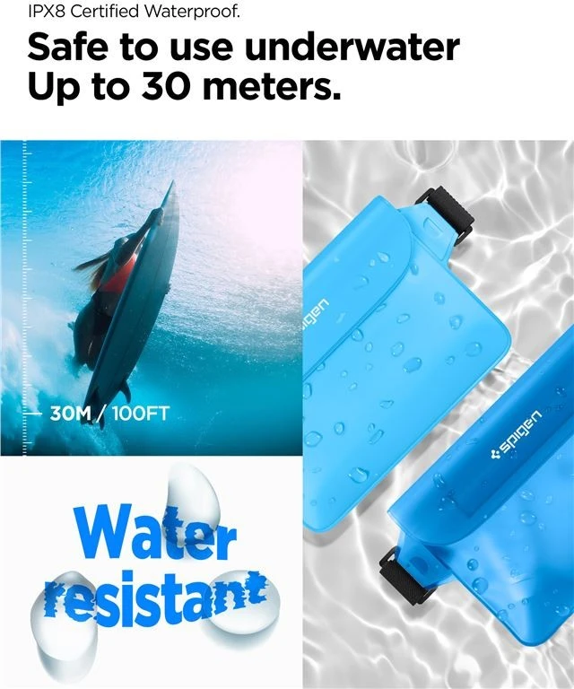 Spigen Aqua Shield vandeniui atsparus juosmens krepšys A620, 2 vnt., jūros mėlynas