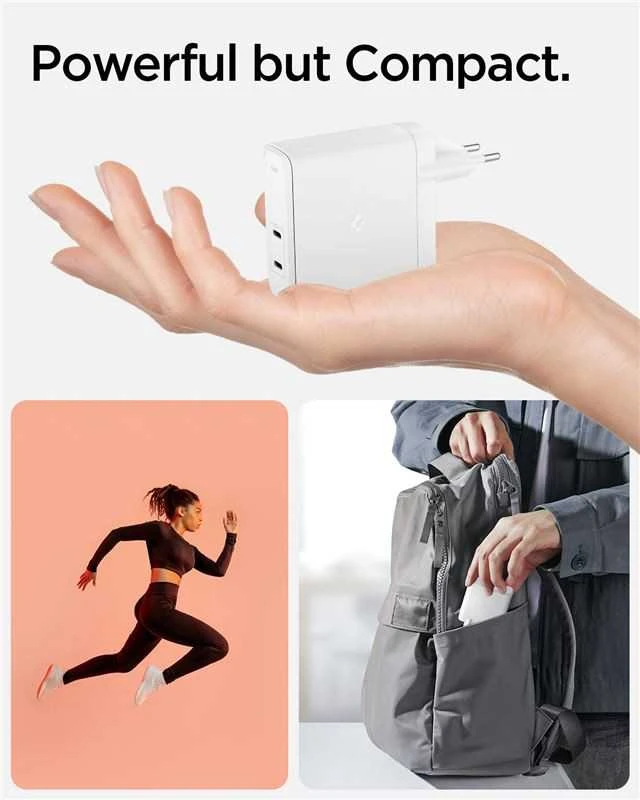 SPIGEN ArcStation Pro GaN-1402 maitinimo įkroviklis, 2x USB-C, 140W baltos spalvos