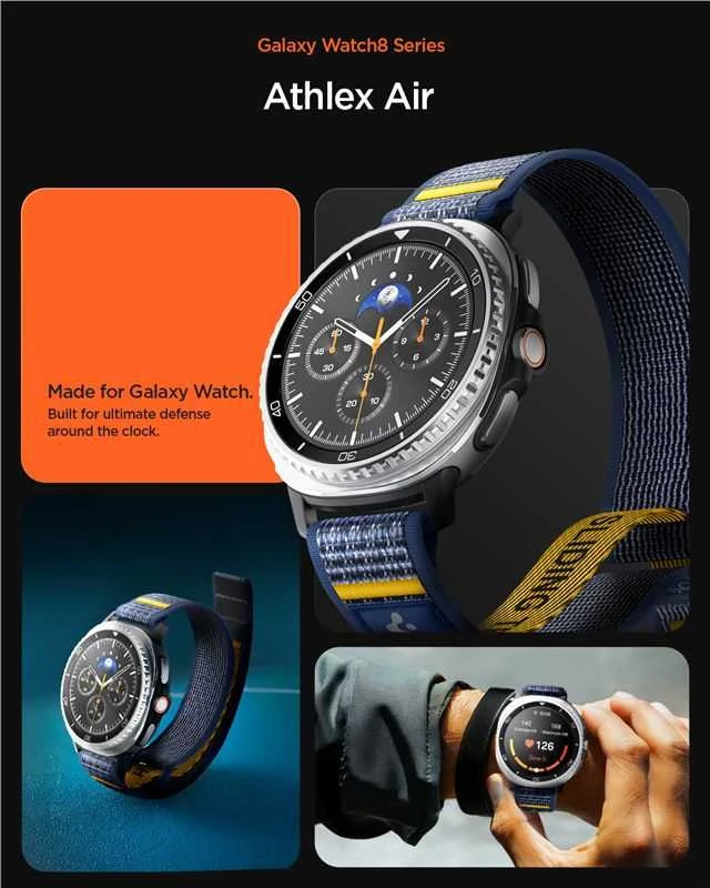 Spigen Athlex Air aktyvus dirželis, tamsiai mėlynas - Samsung Galaxy Watch 8 46mm/44mm/40mm