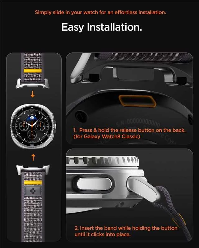 Spigen Athlex Air dirželis, aktyvios pilkos spalvos - Samsung Galaxy Watch 8 46mm/44mm/40mm