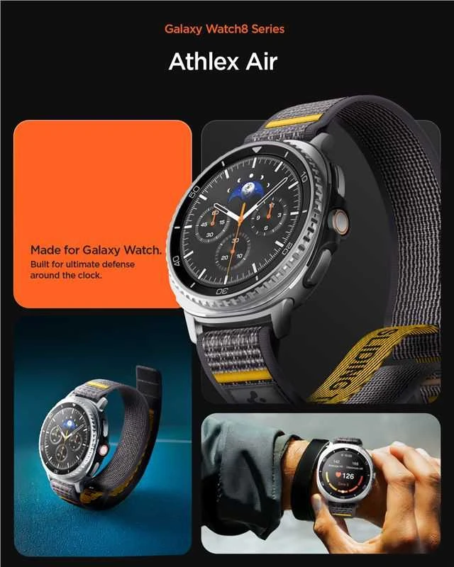 Spigen Athlex Air dirželis, aktyvios pilkos spalvos - Samsung Galaxy Watch 8 46mm/44mm/40mm