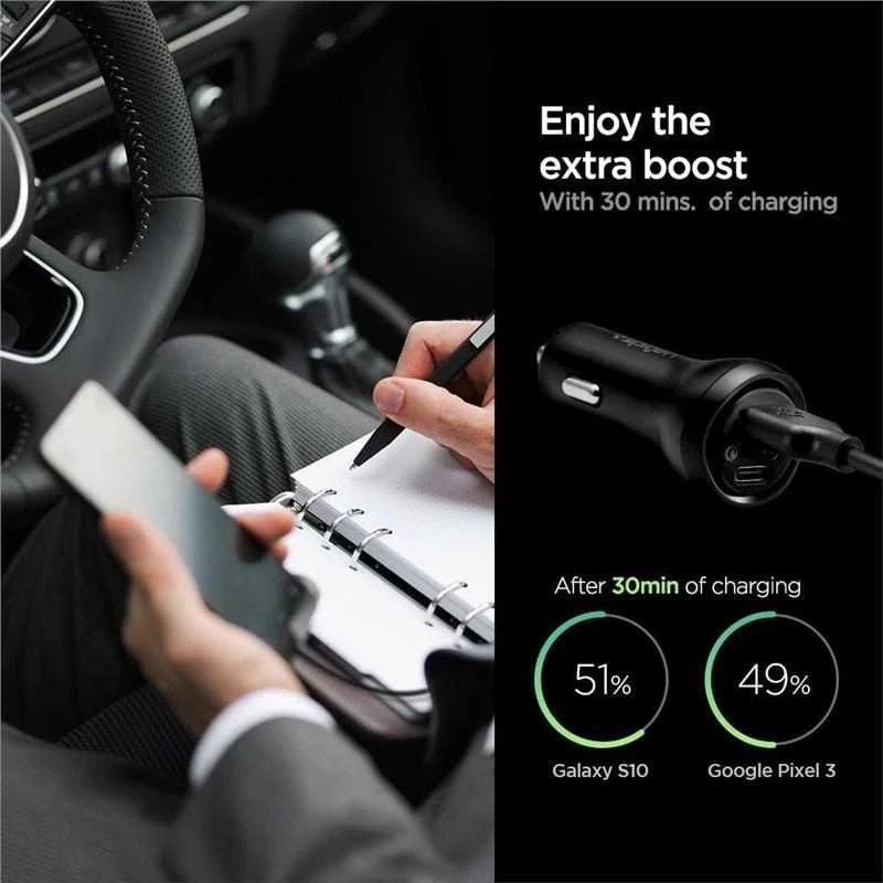 „Spigen“ automobilinis įkroviklis F31QC USB-C PD 3.0 QC Total 48W