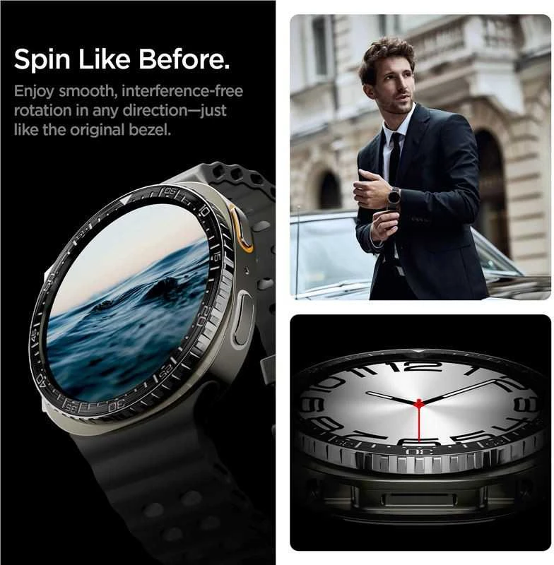 Spigen Bezel Tune (Diver), juodas - Galaxy Watch 8 (44mm)