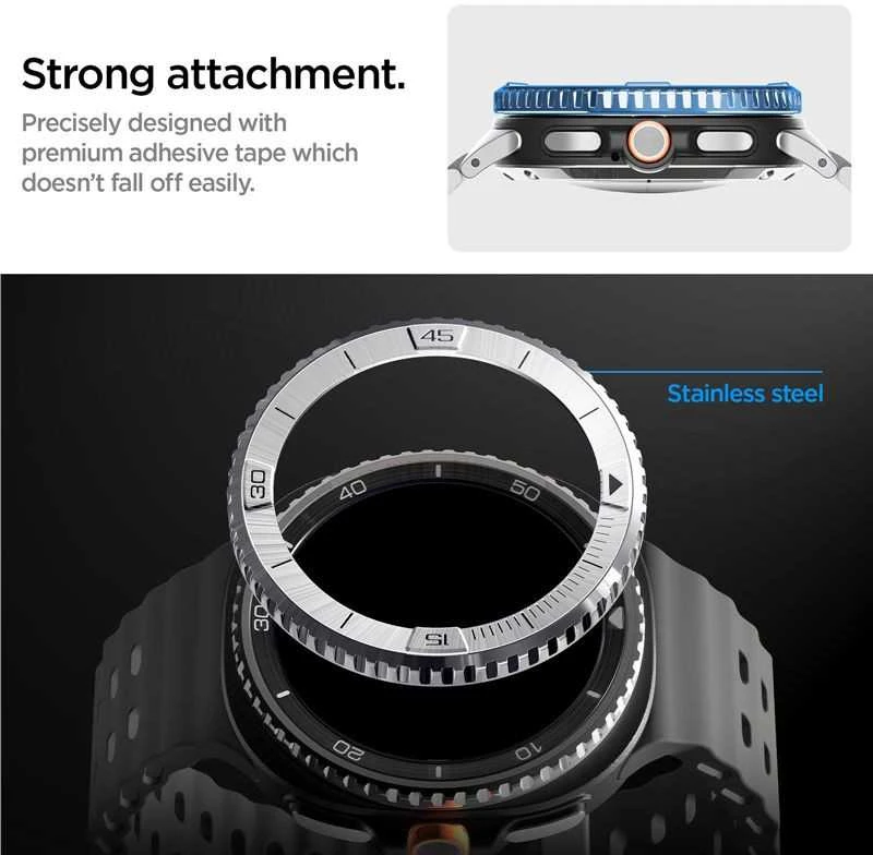 Spigen Bezel Tune (Pilot), sidabrinis - Samsung Galaxy Watch 8 Classic 46mm