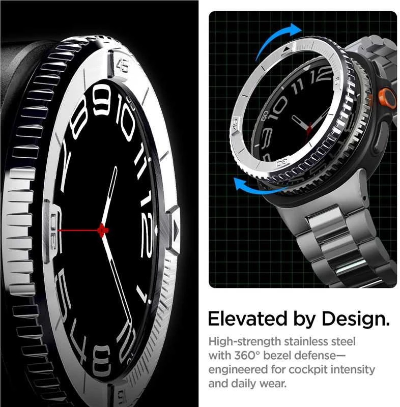 Spigen Bezel Tune (Pilot), sidabrinis - Samsung Galaxy Watch 8 Classic 46mm