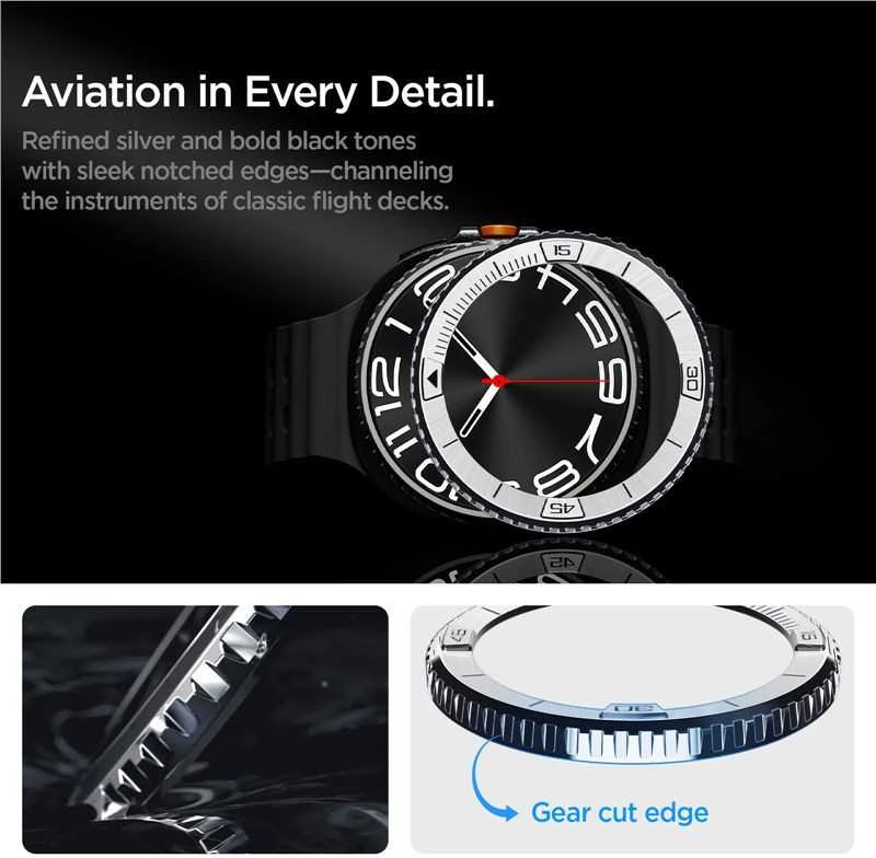 Spigen Bezel Tune (Pilot), sidabrinis - Samsung Galaxy Watch 8 Classic 46mm