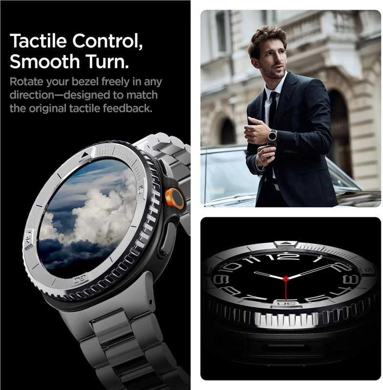 Spigen Bezel Tune (Pilot), sidabrinis - Samsung Galaxy Watch 8 Classic 46mm