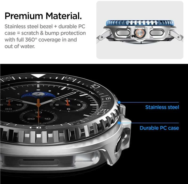 Spigen Bezel Tune Pro (Diver), juodas - Samsung Galaxy Watch 8 Classic 46mm
