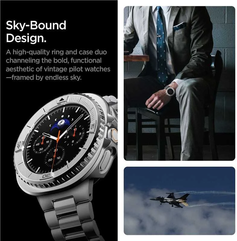 Spigen Bezel Tune Pro (Pilot), sidabrinis - Samsung Galaxy Watch 8 Classic 46mm
