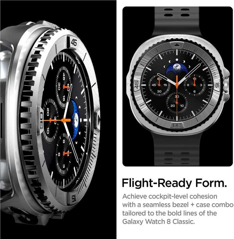 Spigen Bezel Tune Pro (Pilot), sidabrinis - Samsung Galaxy Watch 8 Classic 46mm