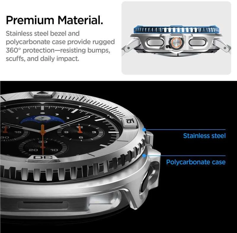 Spigen Bezel Tune Pro (Pilot), sidabrinis - Samsung Galaxy Watch 8 Classic 46mm