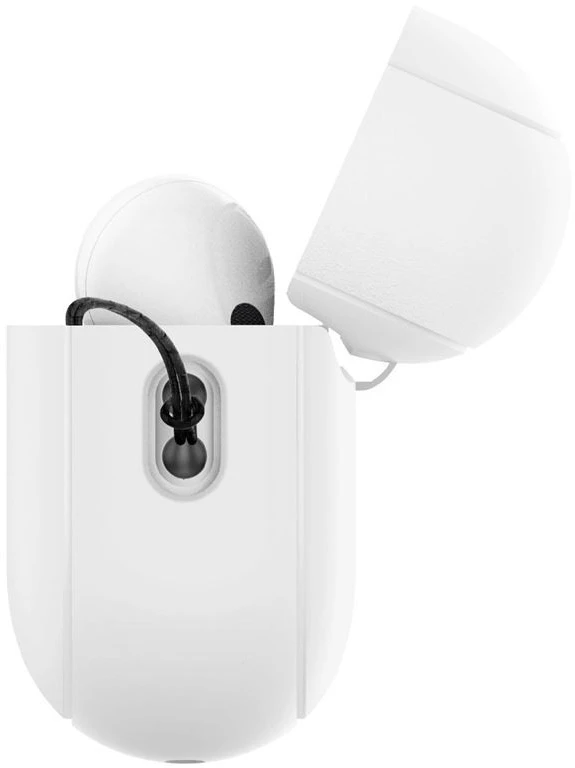 Spigen Silikoninis dėklas Silicone Fit baltas + pilkas dirželis - AirPods Pro (2-os kartos)